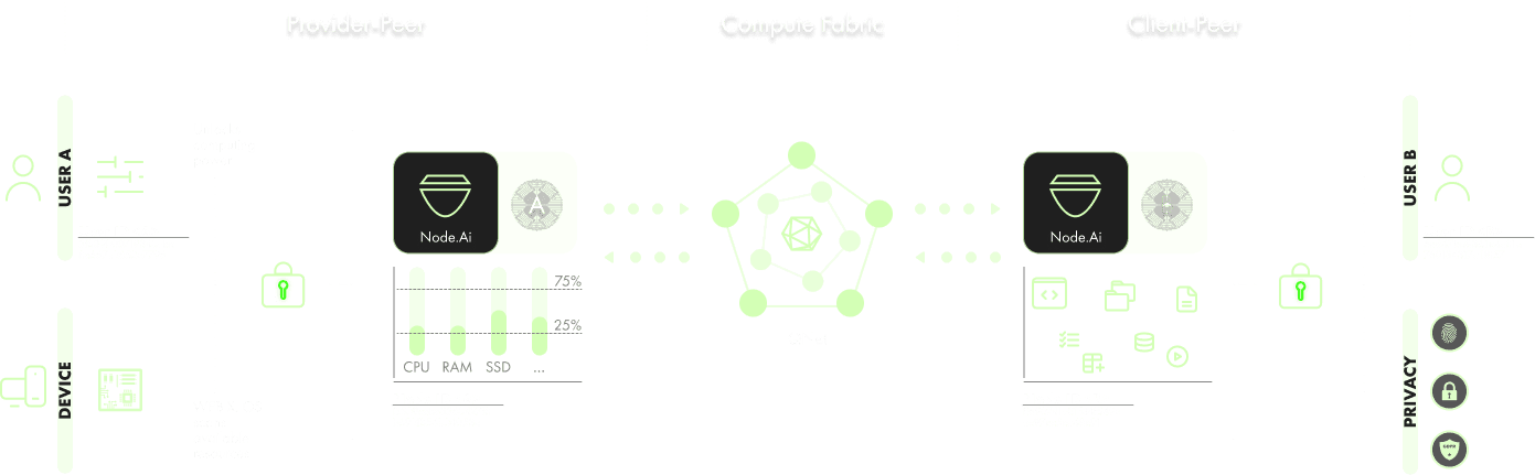 Shared infrastructure: peer-to-peer compute and storage across sovereign nodes